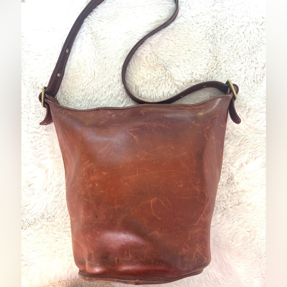 Vintage 1985 Coach Duffle Sac Bag Purse in Brown Leather - Picture 2 of 7